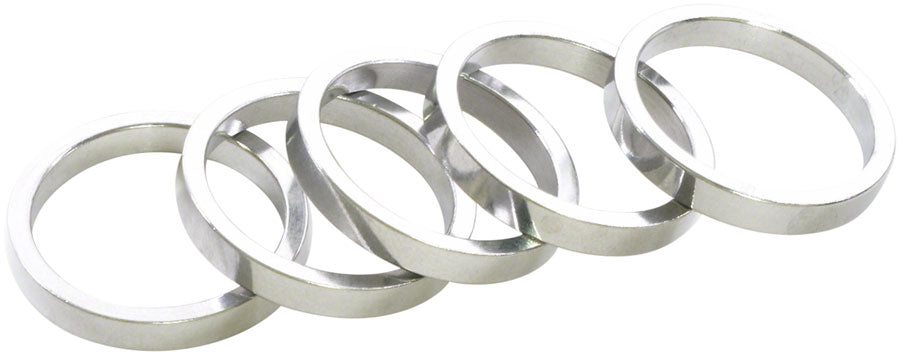 NEW Wheels Manufacturing Aluminum Headset Spacer - 1-1/8", 5mm, Silver, 5-pack - Around the Cycle