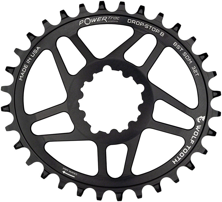 NEW Wolf Tooth Elliptical Direct Mount Chainring - 32t, SRAM Direct Mount, Drop-Stop B, For SRAM 3-Bolt Boost Cranksets, 3mm Offset, Black