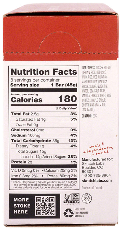 NEW Skratch Labs Crispy Rice Cake - Salted Maple and Mallow, Pack of 8 - Around the Cycle