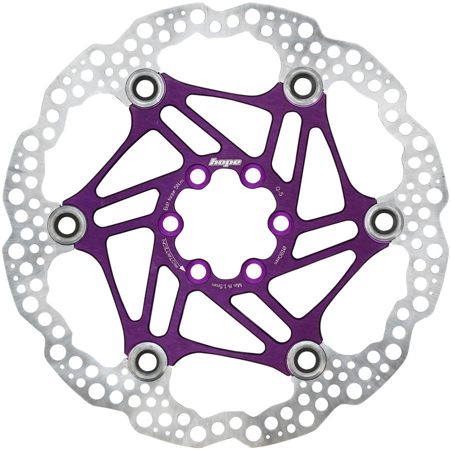 NEW Hope Floating Disc Brake Rotor - 180mm, 6-Bolt, Purple - Around the Cycle