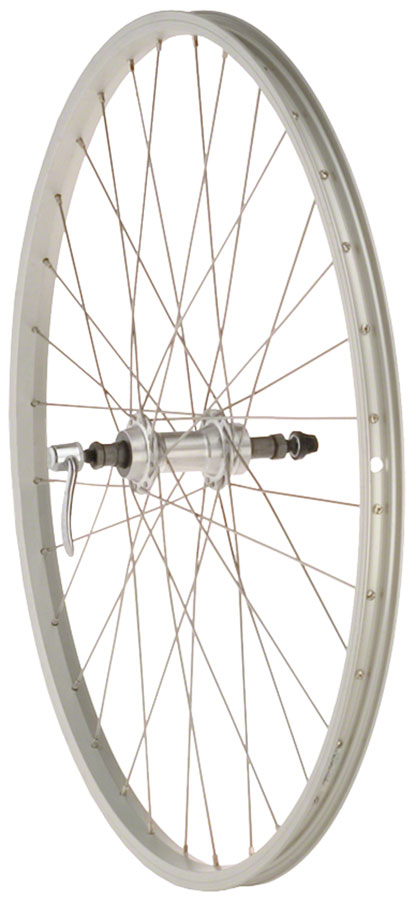NEW Quality Wheels Value Single Wall Series Rear Wheel - 26", QR x 135mm, Rim Brake, Freewheel, Silver, Clincher