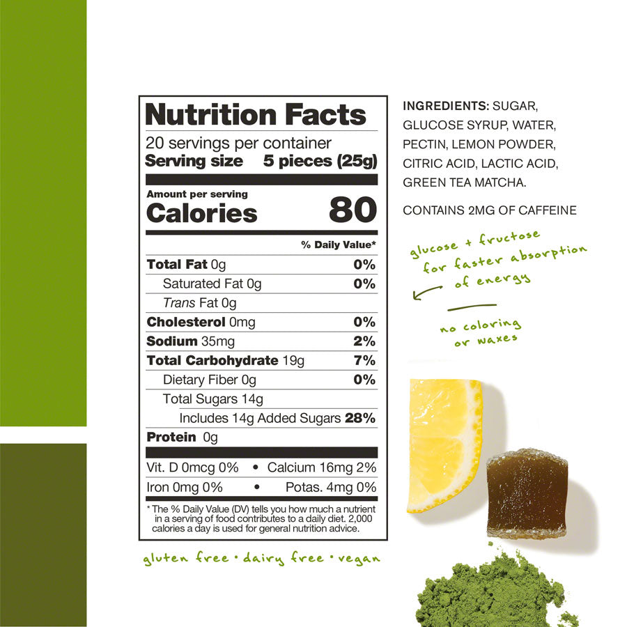 NEW Skratch Labs Sport Energy Chews: Matcha Green Tea and Lemon, Box of 10