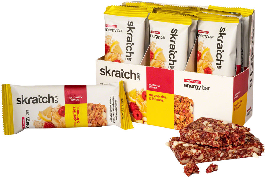 NEW Skratch Labs Anytime Energy Bar: Raspberries and Lemon, Box of 12