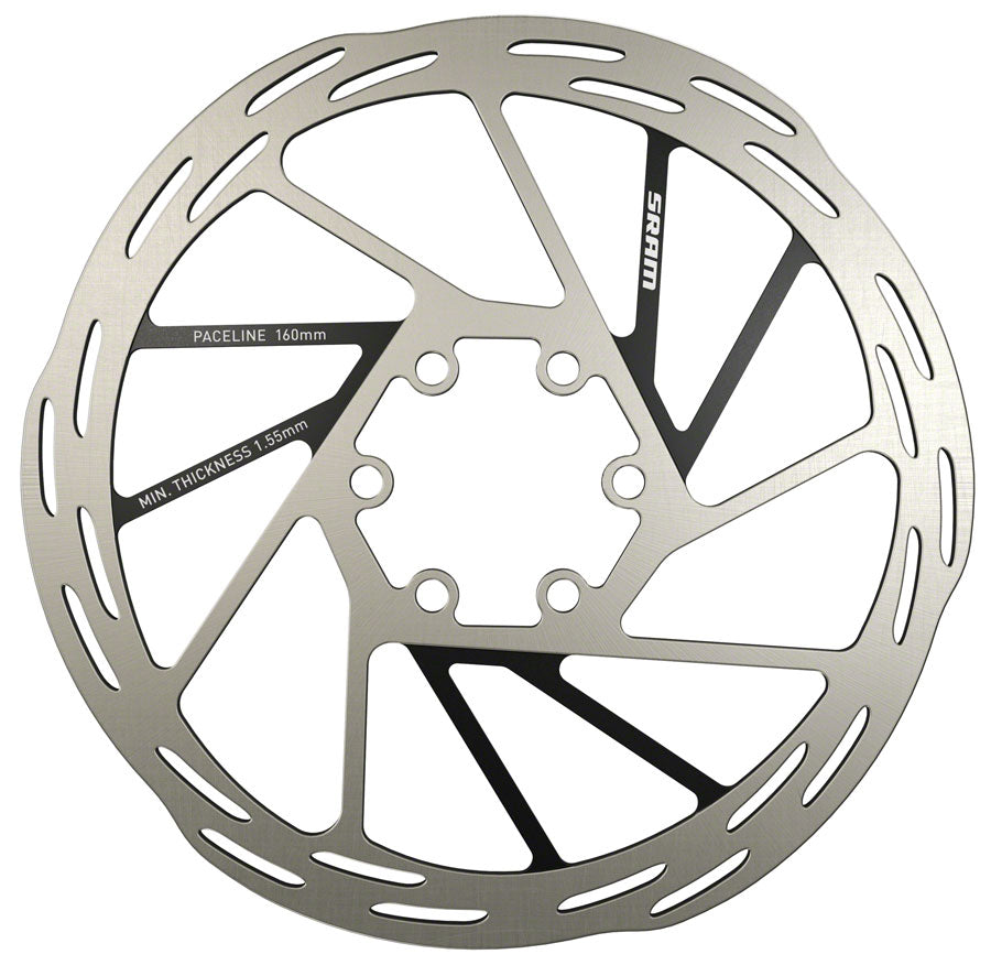 NEW SRAM Paceline Disc Brake Rotor - 160mm, 6-Bolt, Silver/Black AXS - Around the Cycle