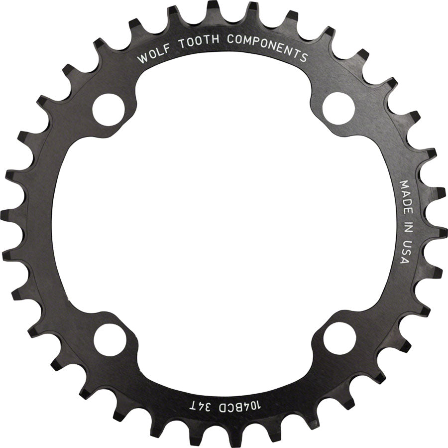NEW Wolf Tooth 104 BCD Chainring - 34t, 104 BCD, 4-Bolt, Drop-Stop, Black - Around the Cycle
