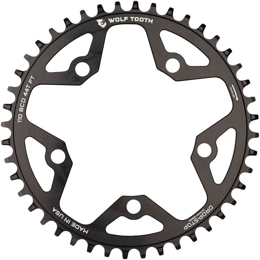 NEW Wolf Tooth 110 BCD Cyclocross and Road Chainring - 42t, 110 BCD, 5-Bolt, Drop-Stop, 10/11/12-Speed Eagle and Flattop Compatible, Black - Around the Cycle