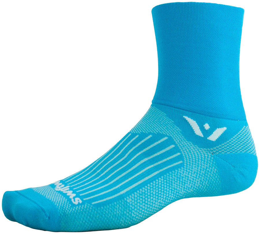 NEW Swiftwick Aspire Four Socks - 4 inch Lagoon Blue X-Large