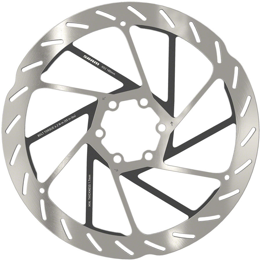NEW SRAM HS2 Disc Brake Rotor - 180mm, 6-Bolt, Rounded, Silver/Black
