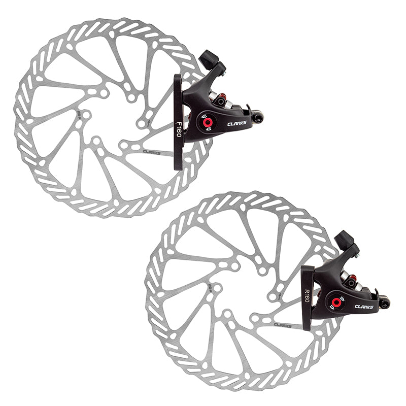 NEW Clarks CMD-22 Mechanical Disc Brake Caliper Set Rotors 160mm Bla