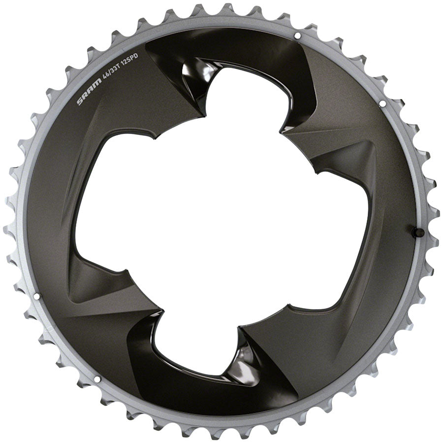 NEW SRAM Force 2x12-Speed Outer Chainring - 46t, 107 BCD, 4-Bolt, Polar Grey