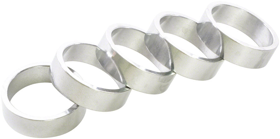 NEW Wheels Manufacturing Aluminum Headset Spacer - 1-1/8", 10mm, Silver, 5-pack - Around the Cycle