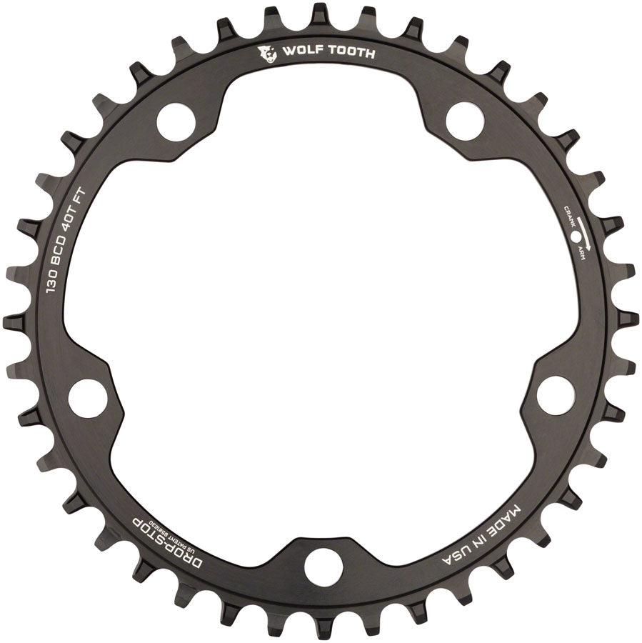 NEW Wolf Tooth 130 BCD Road and Cyclocross Chainring - 38t, 130 BCD, 5-Bolt, Drop-Stop, 10/11/12-Speed Eagle and Flattop Compatible, Black - Around the Cycle