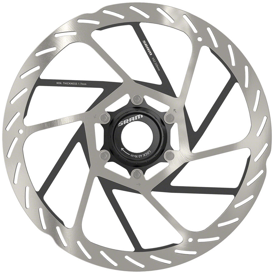 NEW SRAM HS2 Disc Brake Rotor - 220mm, Center Lock, Rounded, Silver/Black