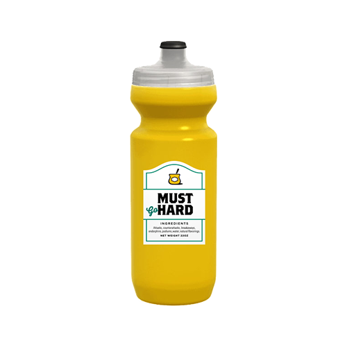 NEW Spurcycle Must Go Hard Yellow Mustard Water Bottle
