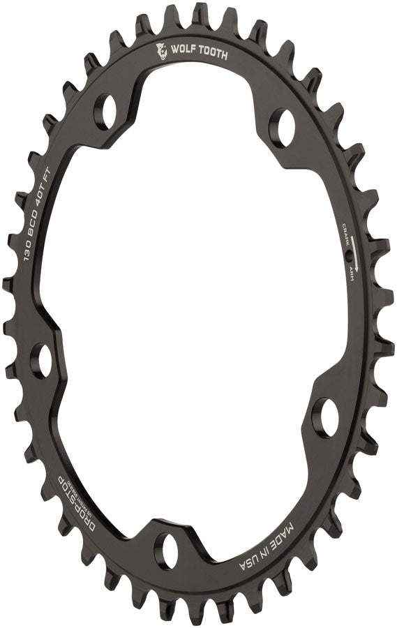 NEW Wolf Tooth 130 BCD Road and Cyclocross Chainring - 38t, 130 BCD, 5-Bolt, Drop-Stop, 10/11/12-Speed Eagle and Flattop Compatible, Black