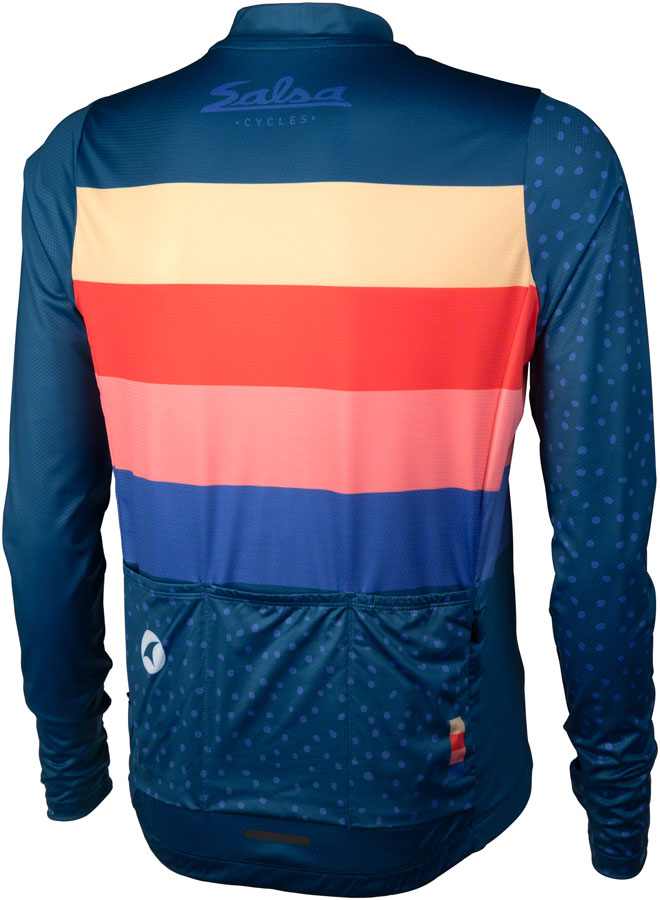 NEW Salsa Team Polytone Men's Long Sleeve Jersey - Dark Blue, w/ Stripes, Medium