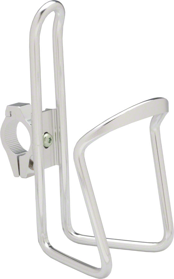 NEW Dimension Water Bottle Cage with adjustable HB clamp: Silver - Around the Cycle