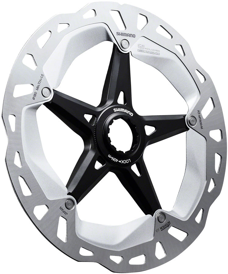 NEW Shimano Deore XT RT-MT800-L Disc Brake Rotor with External Lockring - 203mm, Center Lock, Silver/Black - Around the Cycle