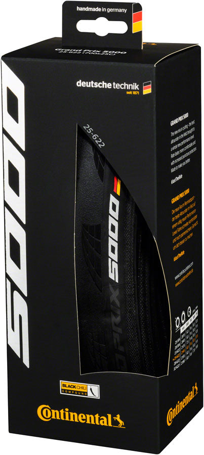 NEW Continental Grand Prix 5000 Tire - 700 x 25, Clincher, Folding, Black, 330tpi - Around the Cycle