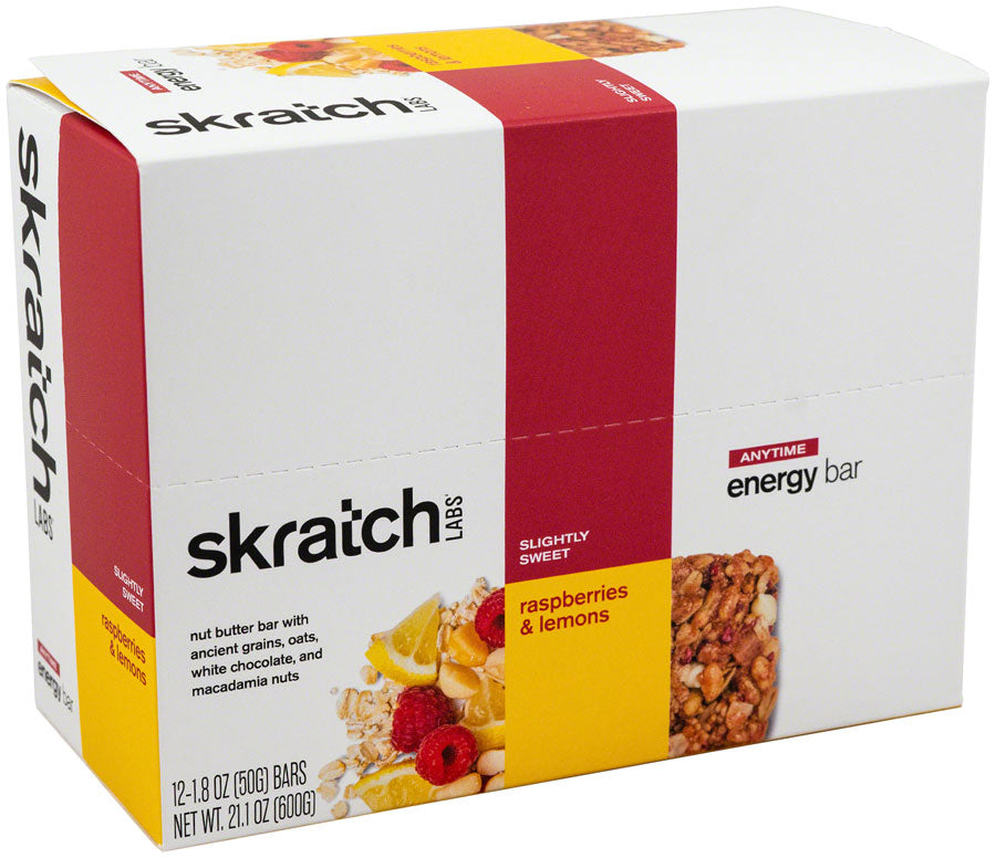 NEW Skratch Labs Anytime Energy Bar: Raspberries and Lemon, Box of 12