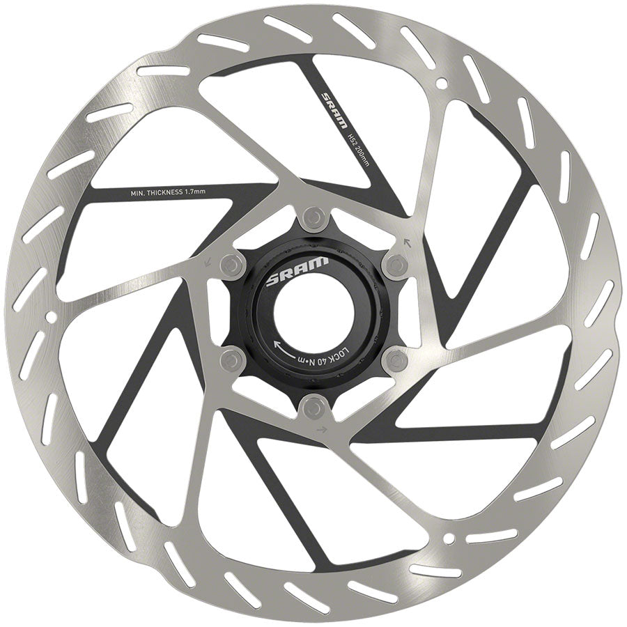 NEW SRAM HS2 Disc Brake Rotor - 200mm, Center Lock, Rounded, Silver/Black