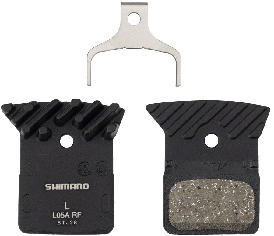NEW BULK BOX - Shimano L05A-RF Disc Brake Pad and Spring - Resin Compound, Finned Alloy Back Plate, Box/25 pair - Around the Cycle