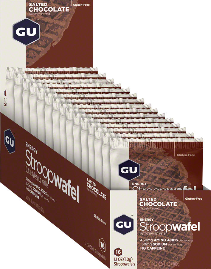 NEW BOX of 16 - GU Energy Stroopwafel - Salted Chocolate - Around the Cycle