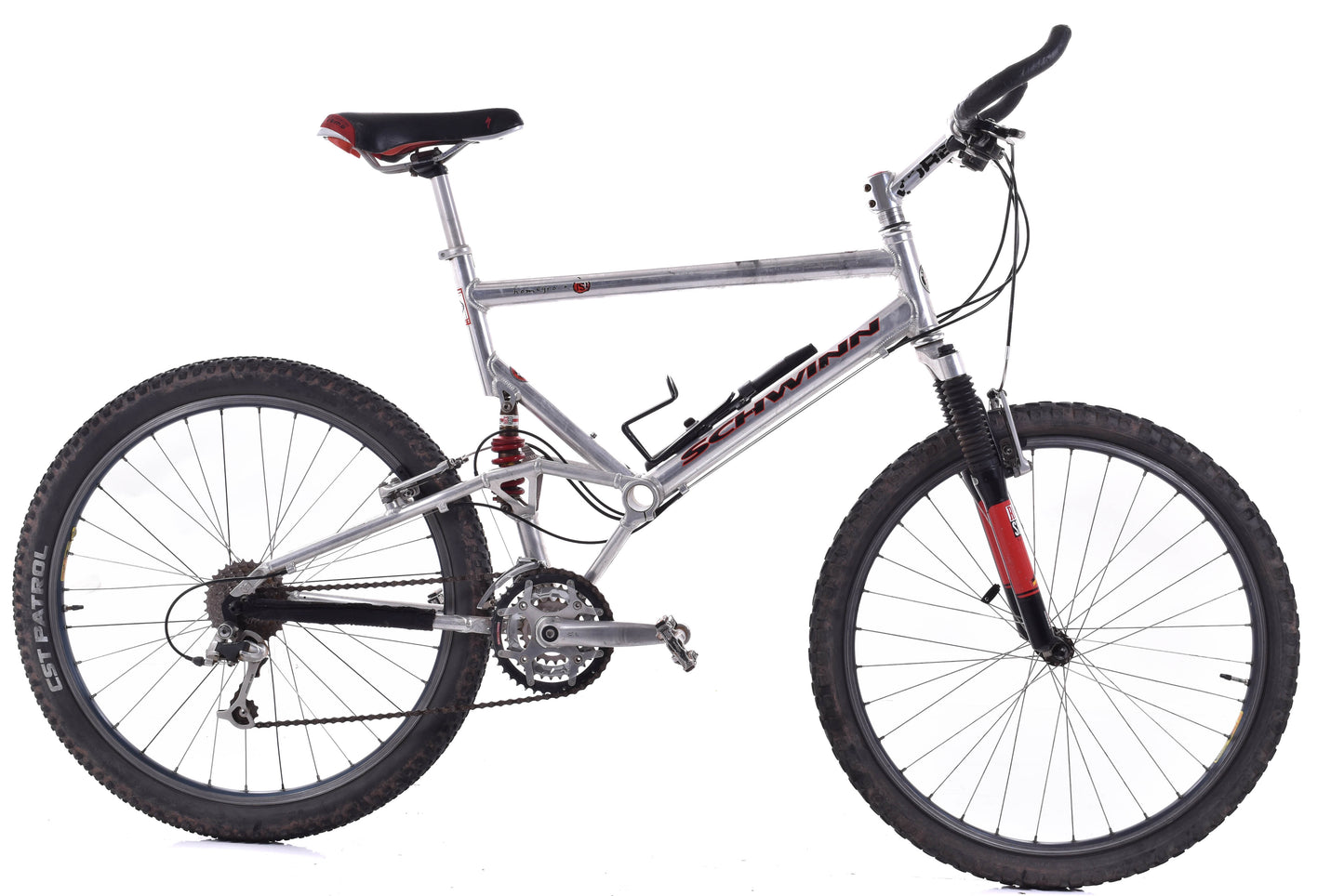 USED AS IS 1997 Schwinn Homegrown Full Suspension 26" Mountain Bike XL Shimano XT 3x8 speed Polished Aluminum