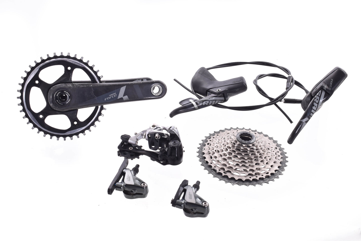 USED SRAM Force/Rival Hydro 1x11 speed Groupset 175mm 40T Carbon Crank BB30 11-42T HG Cassette