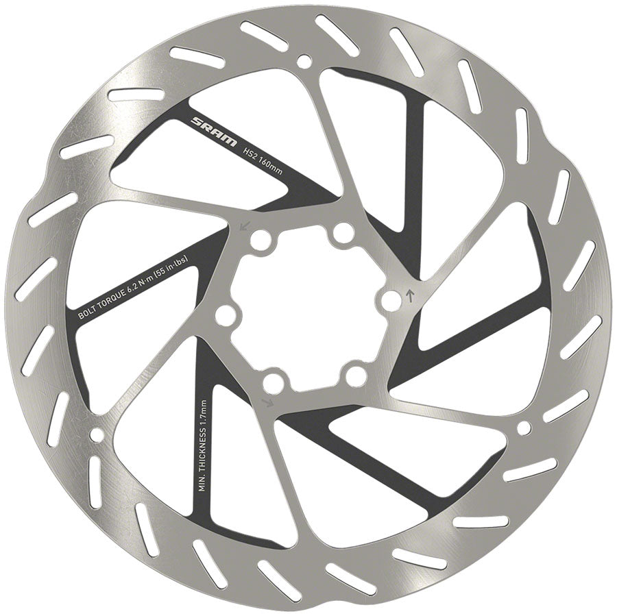 NEW SRAM HS2 Disc Brake Rotor - 160mm, 6-Bolt, Rounded, Silver/Black