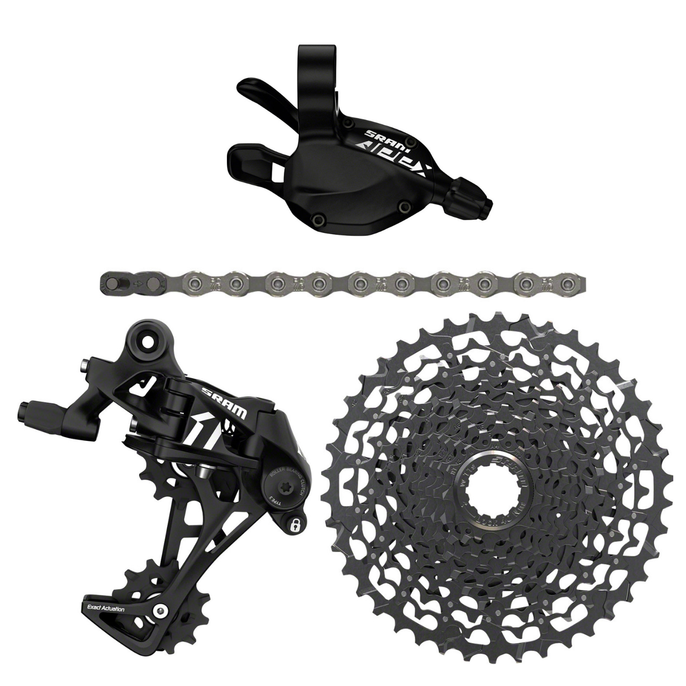 NEW SRAM Apex 1x11 Flat Bar Drivetrain Groupset (Shifter, Rear Derailleur, Chain, 11-42T Cassette)