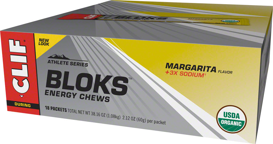 BOX OF 18 - Clif Shot Bloks: Margarita with 3x Sodium - Around the Cycle