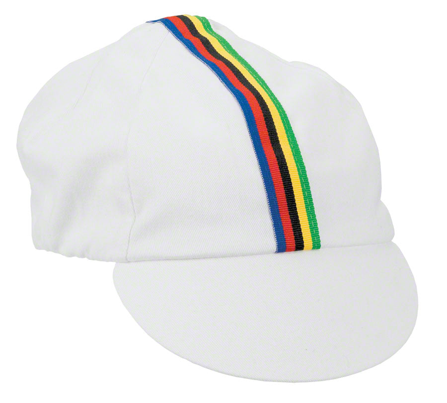 NEW Pace Sportswear Traditional Cycling Cap: White/World Champion Stripe