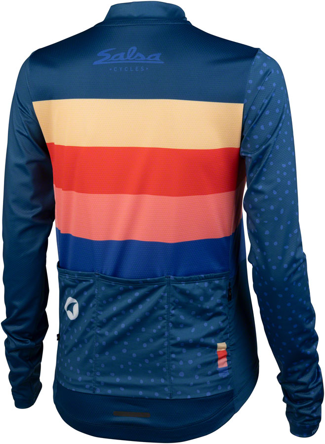 NEW Salsa Team Polytone Women's Long Sleeve Jersey - Dark Blue, w/ Stripes, Medium