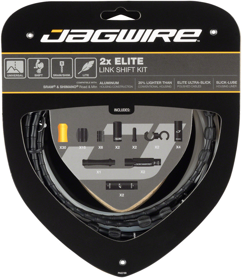 NEW Jagwire 2x Elite Link Shift Cable Kit SRAM/Shimano with Polished Ultra-Slick Cables, Black
