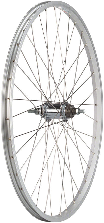 NEW Quality Wheels Value Single Wall Series Coaster Brake Rear Wheel - 26", 3/8" x 124mm, Coaster Brake, 3 Prong Cog, Silver