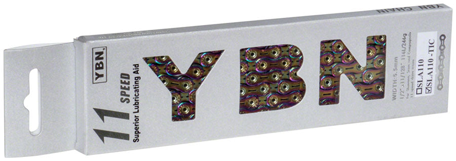 NEW YBN Ti-Nitride Chain - 11-Speed, 116 Links, Rainbow - Around the Cycle