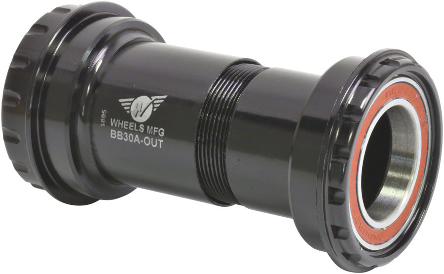 NEW Wheels Manufacturing BB30A Outboard Bottom Bracket for 24mm cranks (Shimano) with Angular Contact Bearings, Black - Around the Cycle