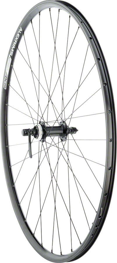 NEW Quality Wheels Value Double Wall Series Rim+Disc Front Wheel - 700 QR x 100mm Center-Lock Black Clincher
