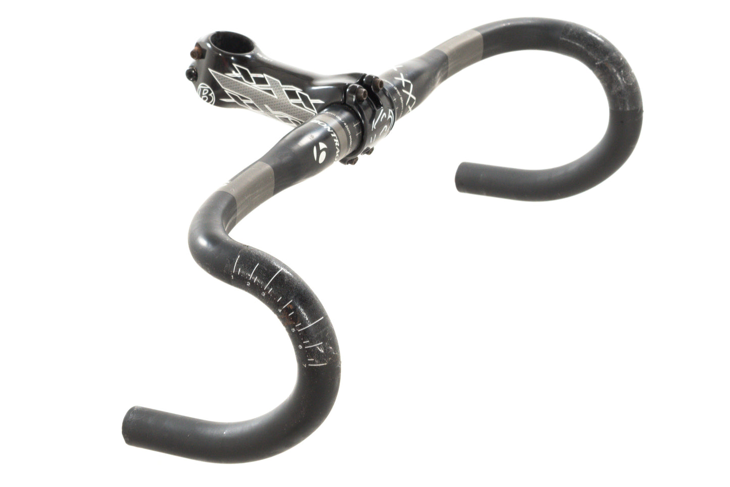 USED Bontrager xXx 31.8x420mm Carbon Drop Handlebar w/ 100mm x 7° xXx Carbon Stem