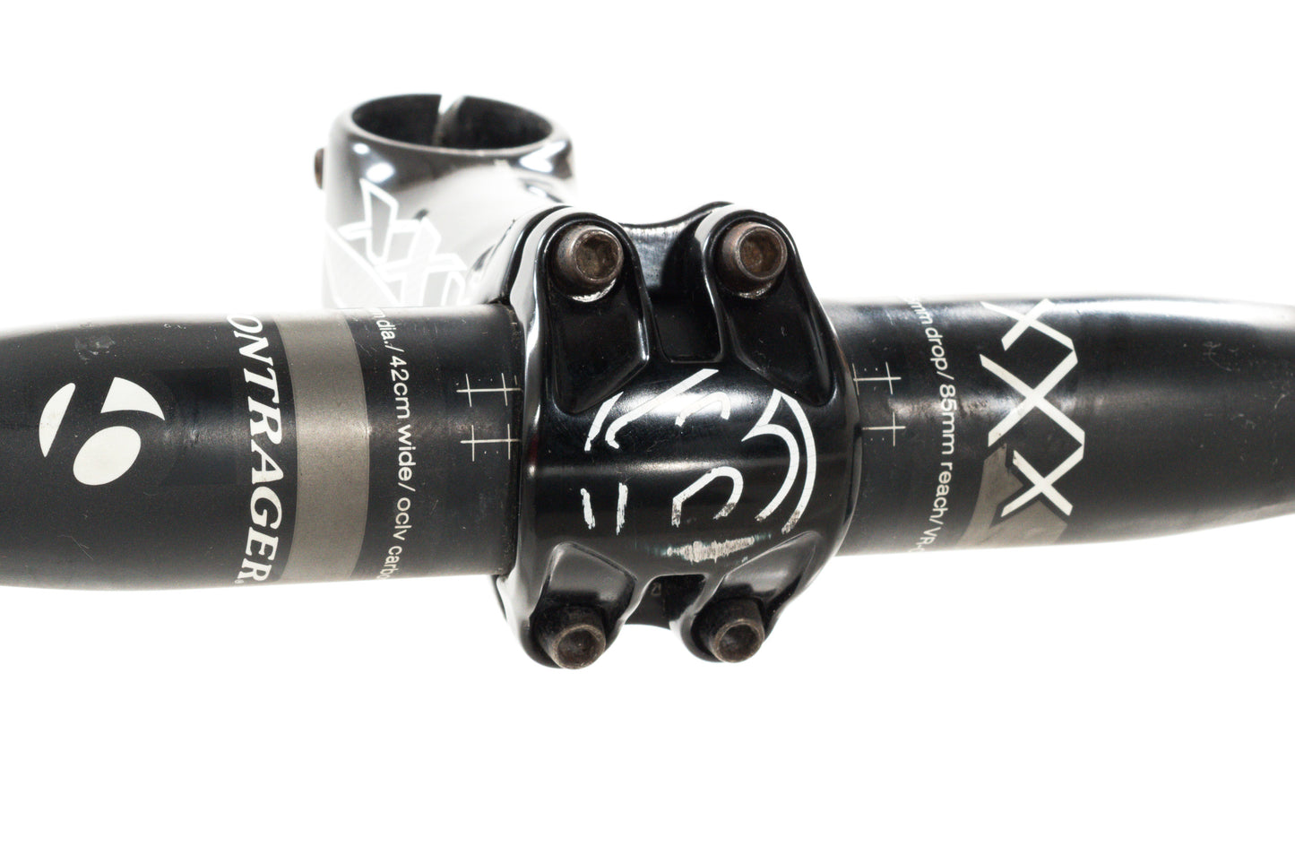 USED Bontrager xXx 31.8x420mm Carbon Drop Handlebar w/ 100mm x 7° xXx Carbon Stem
