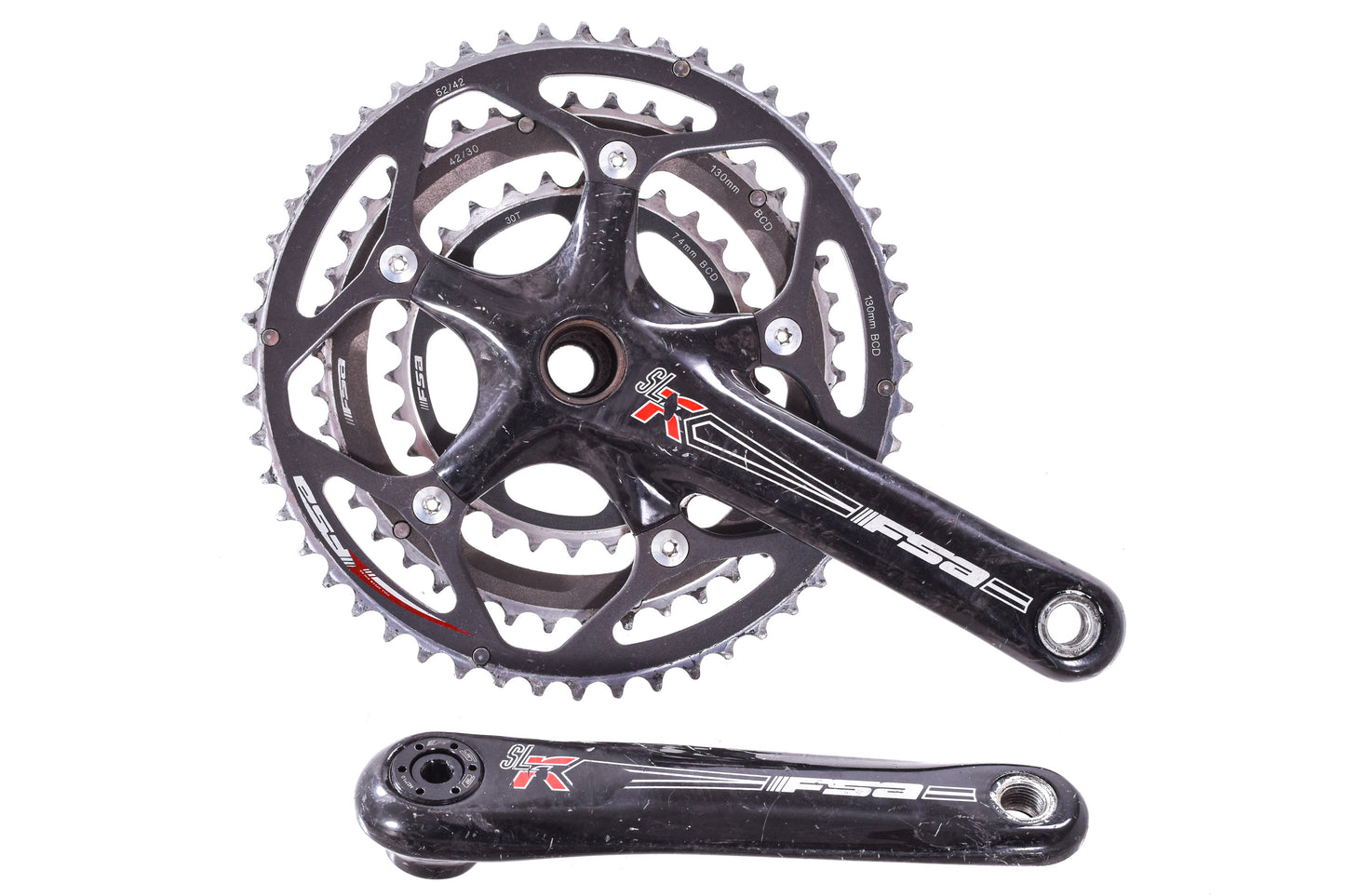 USED FSA SLK Carbon Triple Crankset 172.5 52/42/30t 130mm BCD Road Touring Bike