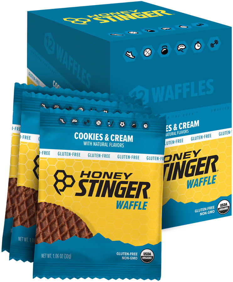 NEW Honey Stinger Gluten Free Organic Waffle - Cookies and Cream, Box of 12