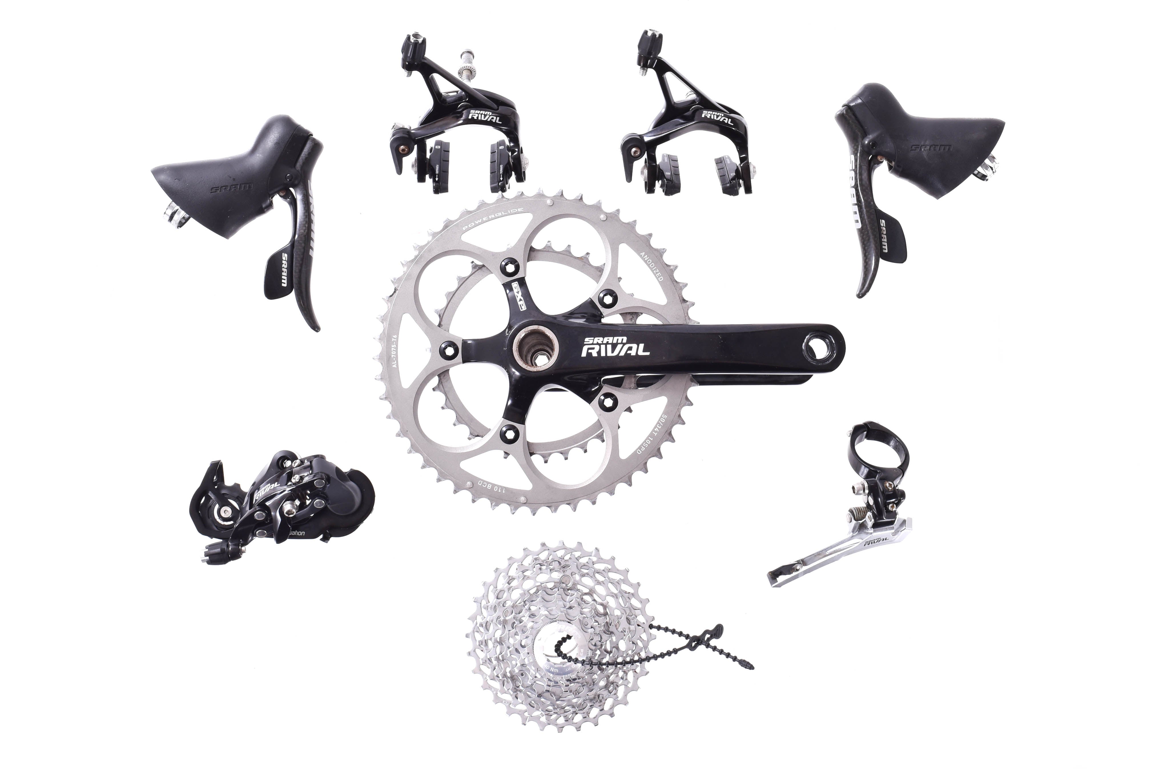 USED SRAM Rival 2x10 speed Endurance Road Groupset 172.5mm 50 34T Comp