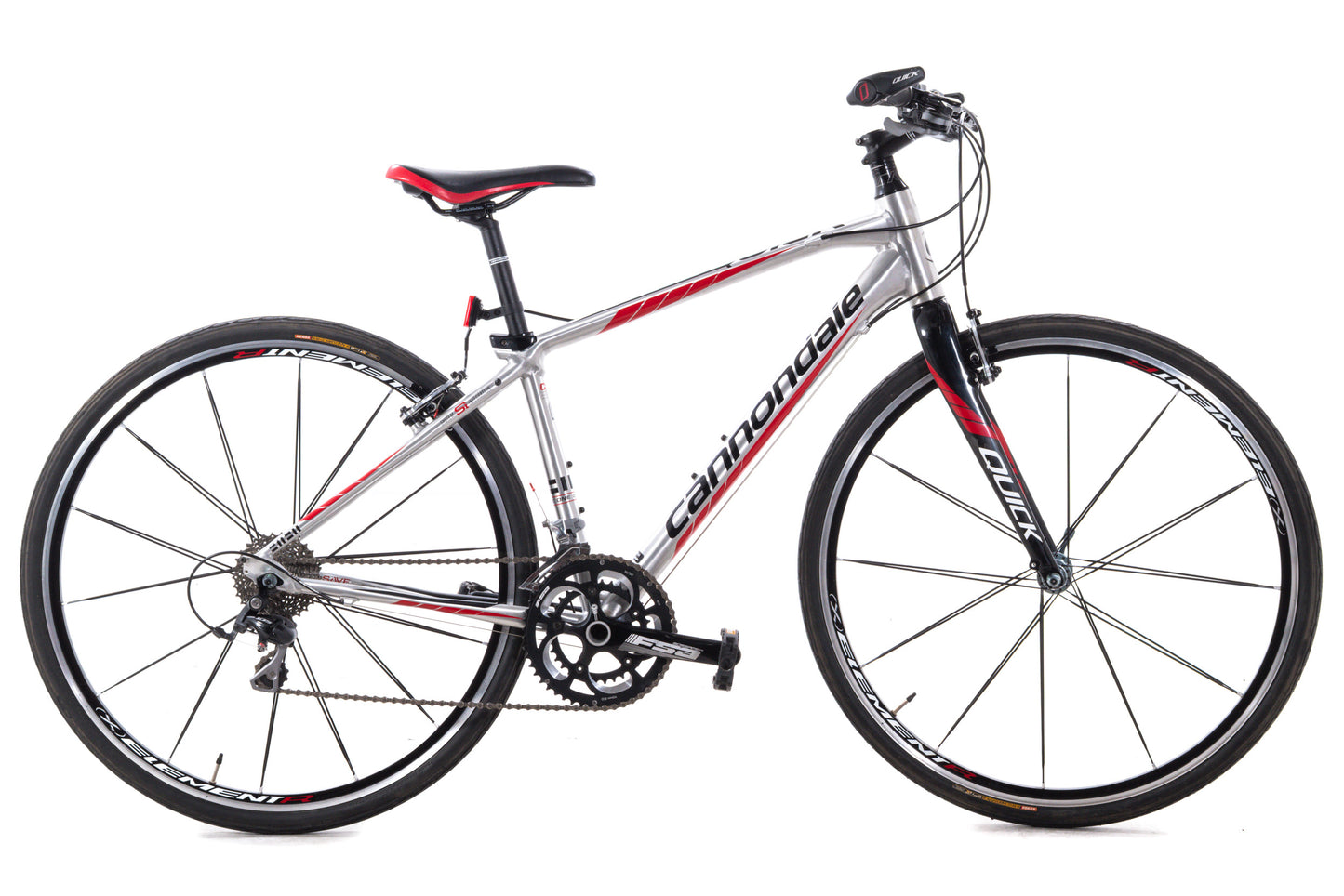 USED Cannondale Quick One Medium Hybrid Flat Bar Road Road Bike Shimano 2x10 speed Aluminum/Carbon Silver
