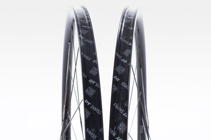 USED DT Swiss Gravel LN 700C CL Disc Wheelset Shimano HG Aluminum Black Tubeless