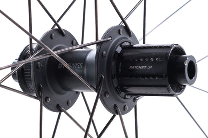 USED DT Swiss Gravel LN 700C CL Disc Wheelset Shimano HG Aluminum Black Tubeless