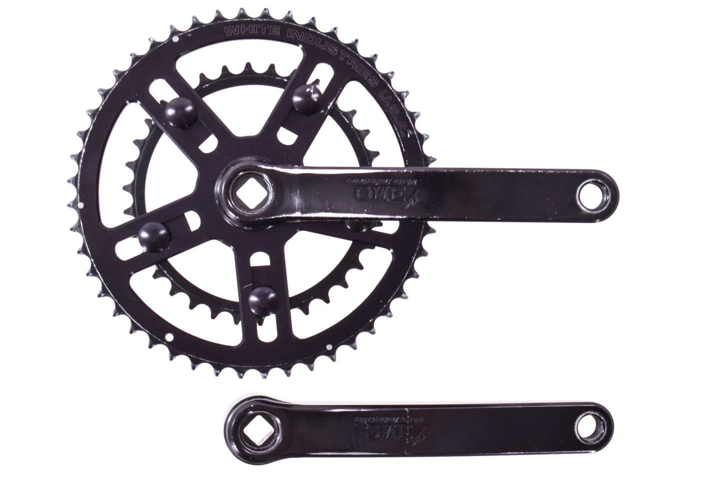 USED White Industries Square Taper ENO Crankset Black 175mm 48/34T Chainrings