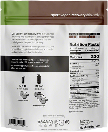 NEW Skratch Labs Sport Recovery Drink Mix - Chocolate, 12-Serving Resealable Pouch, Vegan - Around the Cycle
