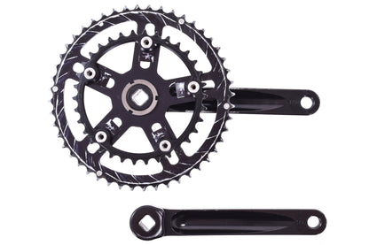 USED White Industries Square Taper ENO Crankset Black 175mm 48/34T Chainrings